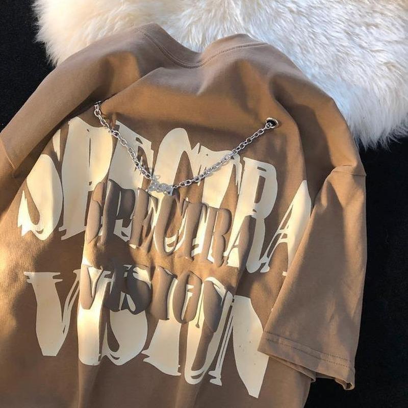 Men's T Shirts Harajuku Letter Foam Printing Design Necklace Summer Short-sleeved O-neck T-shirt Mens Womens Casual Loose Y2k Top, Brown
Men's T Shirts Harajuku Letter Foam Printing Design Necklace Summer Short-sleeved O-neck T-shirt Mens Womens Casual Loose Y2k Top, Brown