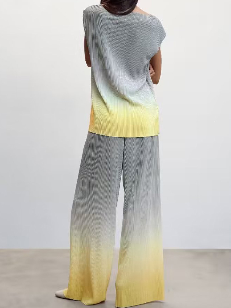 Women's Two Piece Pants Kumsvag Women Summer 2 pieces sets Fashion Chiffon Blouses Shirts Tops and Trousers Female Casual Elegant Suits Clothing 