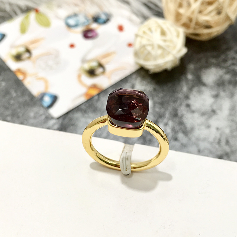 Band Rings Fashion Jewelry Colored Stone Multi faceted Colorful Crystal Copper Plating Platinum Ring Girl 230228