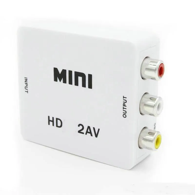 AV2HD 1080P HDTV Video adapter mini AV to HD Converter CVBS L/R RCA TO HDTV For Xbox 360 PS3 PC360 With bags packaging