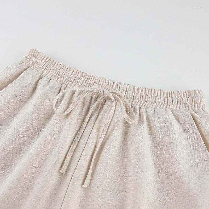 Women's Two Piece Pants Lovship Khaki Cotton Linen Set For Women 2 Trouser Suit Sexy Sleeveless Tops Casual High Waist Wide Leg Vacation