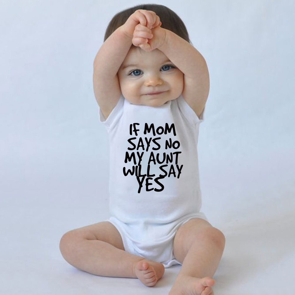 Newborn Baby summer rompers IF MOM SAYS NO MY AUNT WILL SAY YES letter print Girl Boy Clothing 100%Cotton Rompers Jumpsuit 0-24M, White
Newborn Baby summer rompers IF MOM SAYS NO MY AUNT WILL SAY YES letter print Girl Boy Clothing 100%Cotton Rompers Jumpsuit 0-24M, White