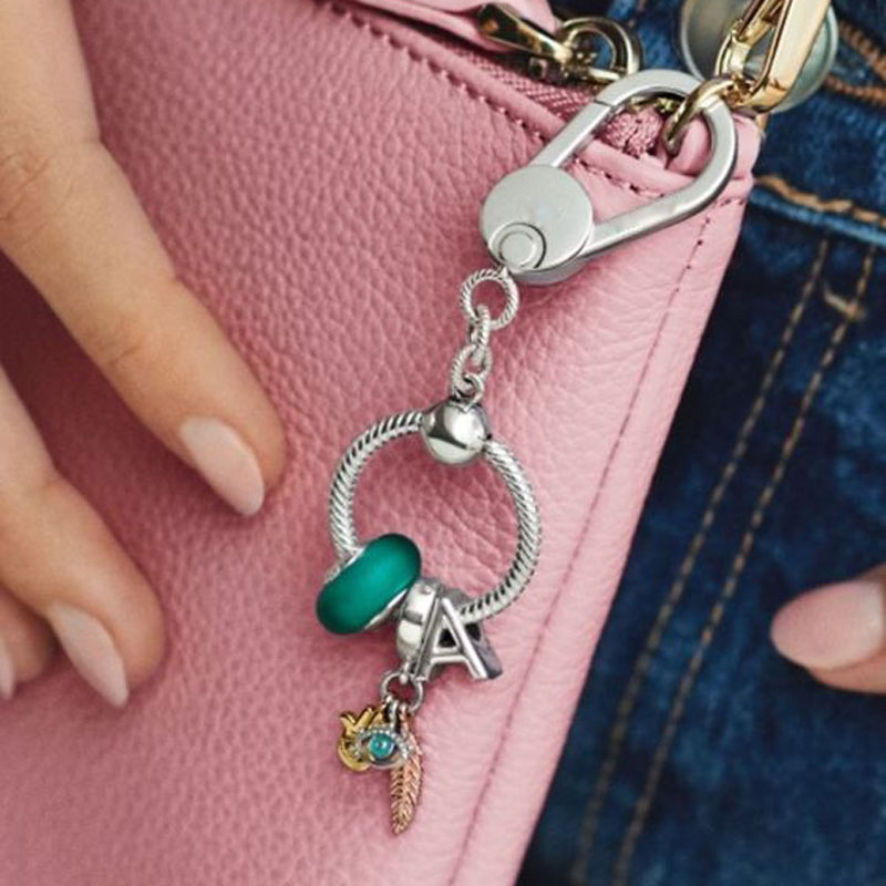 925 Sterling Silver Dangle Charm Keychain Suitable for Women' Fashion Jewelry DIY Keychain Original Jewelry Fashion Accessorie Production