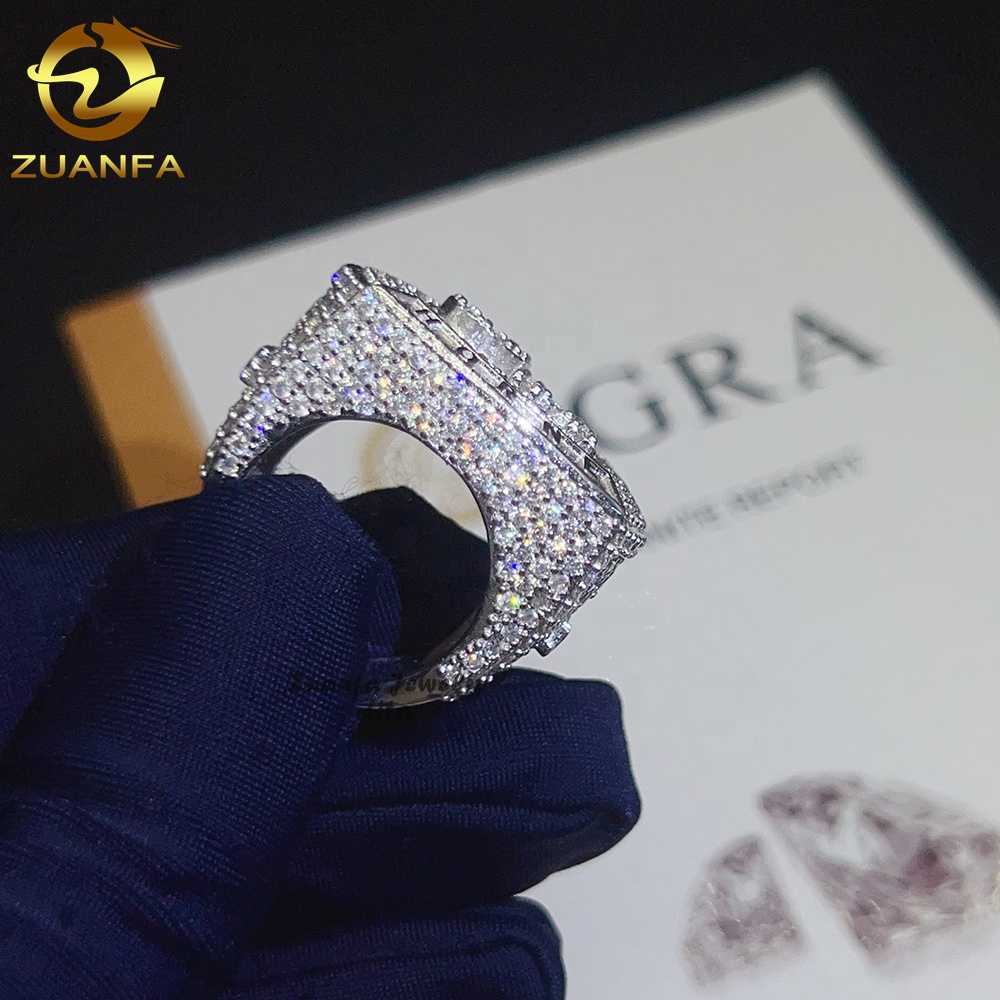 Pass Diamond Tester Iced Out 925 Sterling Silver Custom Name Men Vvs Moissanite Hip Hop Ring