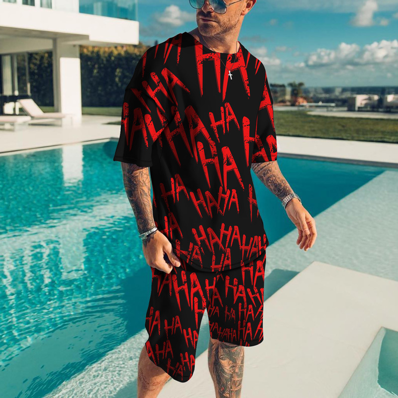 Men's Tracksuits Summer Trend Men Sets Color 3D Printed Tracksuits Clothes Men's Sportswear Casual Shorts Tshirts Set Sport Suites Male Over