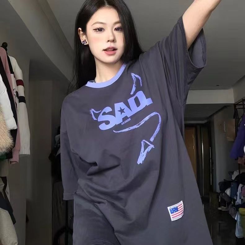 Women's T Shirt Kaus wanita lengan pendek musim panas Y2k gaya Harajuku longgar huruf atasan sayap tiga dimensi 230510