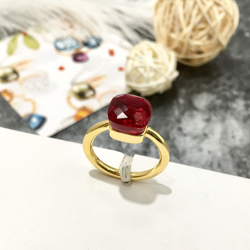Band Rings Fashion Jewelry Colored Stone Multi faceted Colorful Crystal Copper Plating Platinum Ring Girl 230228