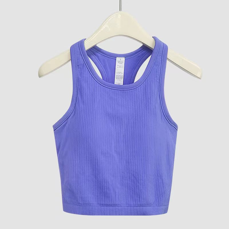 2025--Women Sports Bra Tops Finess Tank Vest Solid Workout Breathble Shockproof Top Female with pads