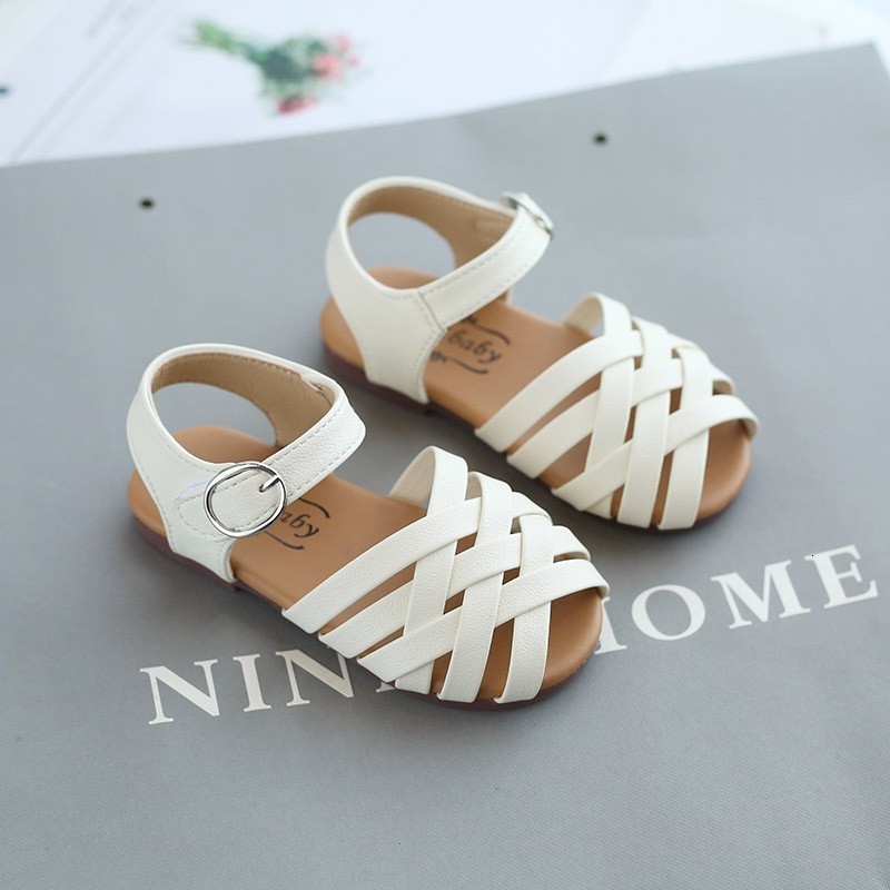 Slipper Sandal Balita Perempuan Peep Toe Lintas Band Berongga Harian Polos Anak anak Musim Panas Sepatu 21 30 Tiga Warna Cahaya Anak Slider 230510