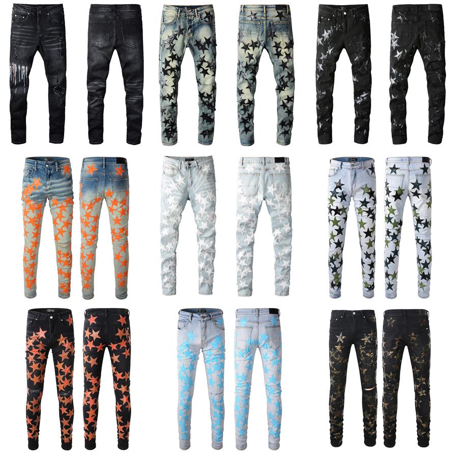Designer Mens jeans amiri Distressed High street Motorcycle biker jean Rock Skinny Slim Ripped hole letter Brand Denim Pants Ripped For Trend Brand five-pointed star, 16
Designer Mens jeans amiri Distressed High street Motorcycle biker jean Rock Skinny Slim Ripped hole letter Brand Denim Pants Ripped For Trend Brand five-pointed star, 16