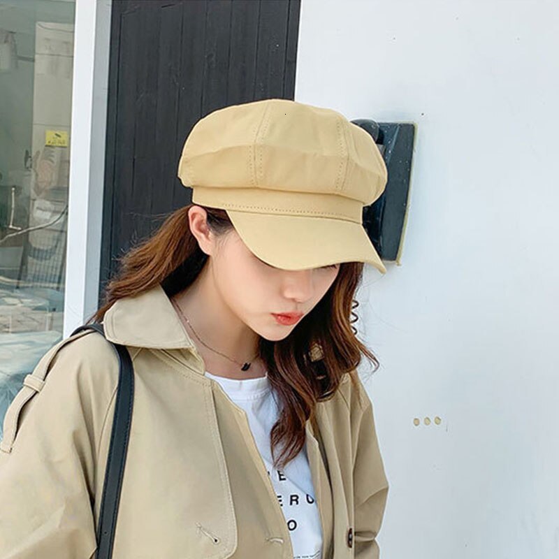 Berets Womens Street Style British Style Beret Womens Sunscreen Art Retro Painter Travel Octagonal Hat 230511