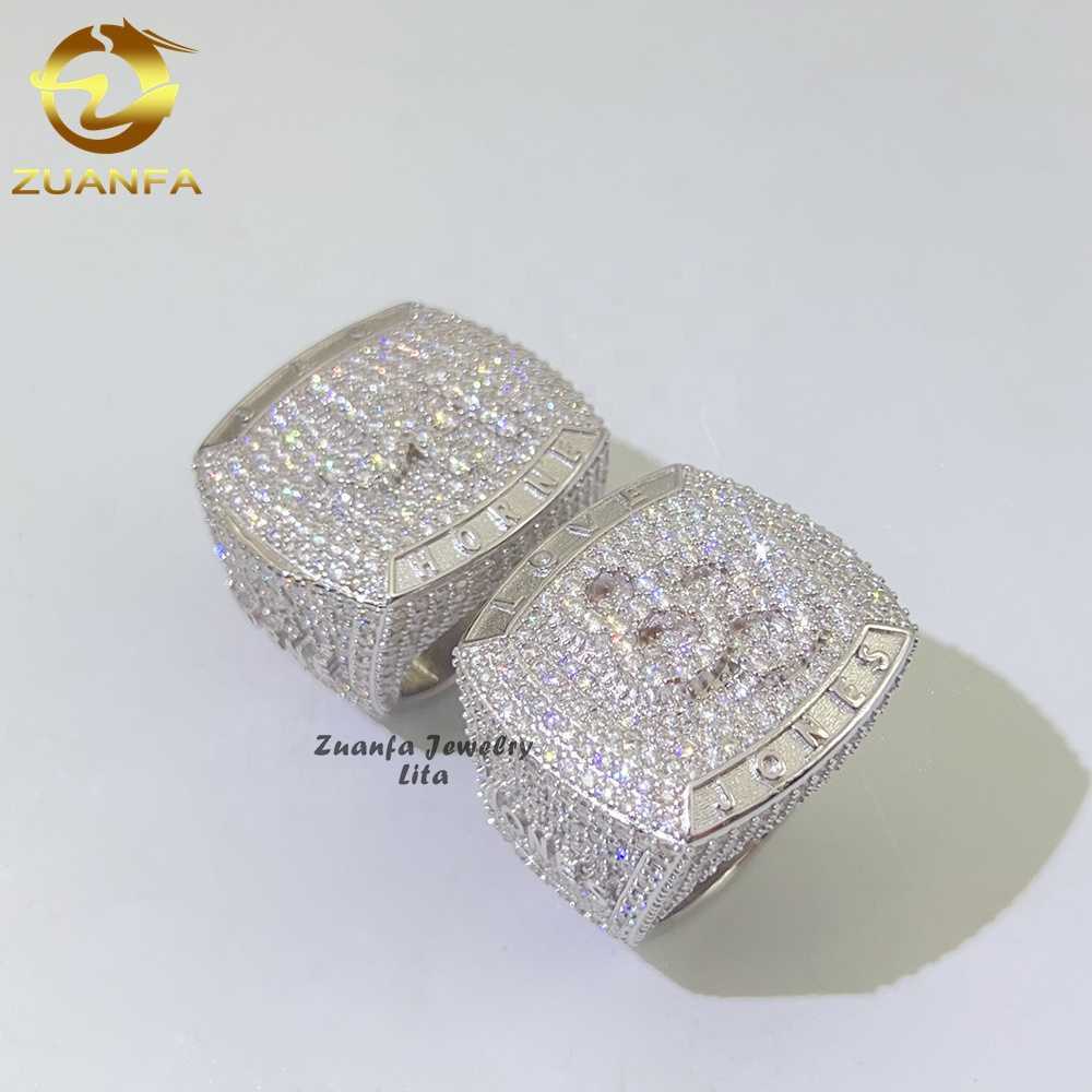 Pass Diamond Tester Iced Out 925 Sterling Silver Custom Name Men Vvs Moissanite Hip Hop Ring