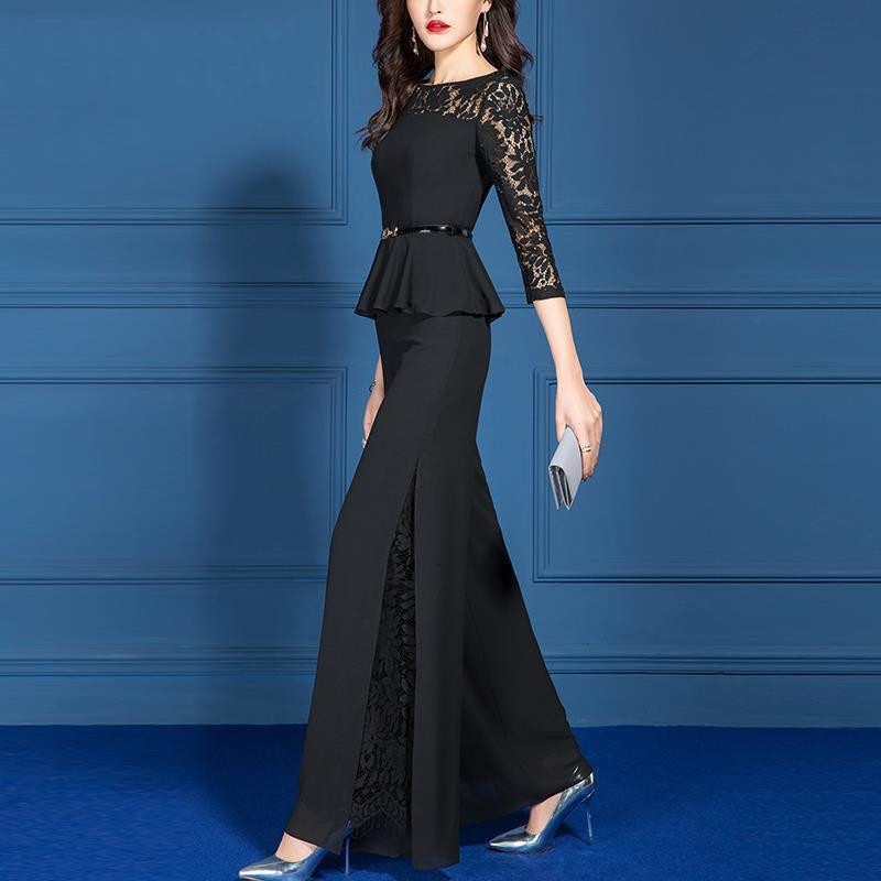 Women's Two Piece Pants Elegant Women Outfits Spring Summer Work Pants Suits OL 2 Piece Korean Loose Wide LegPant Trousers Female Casual Lace Set