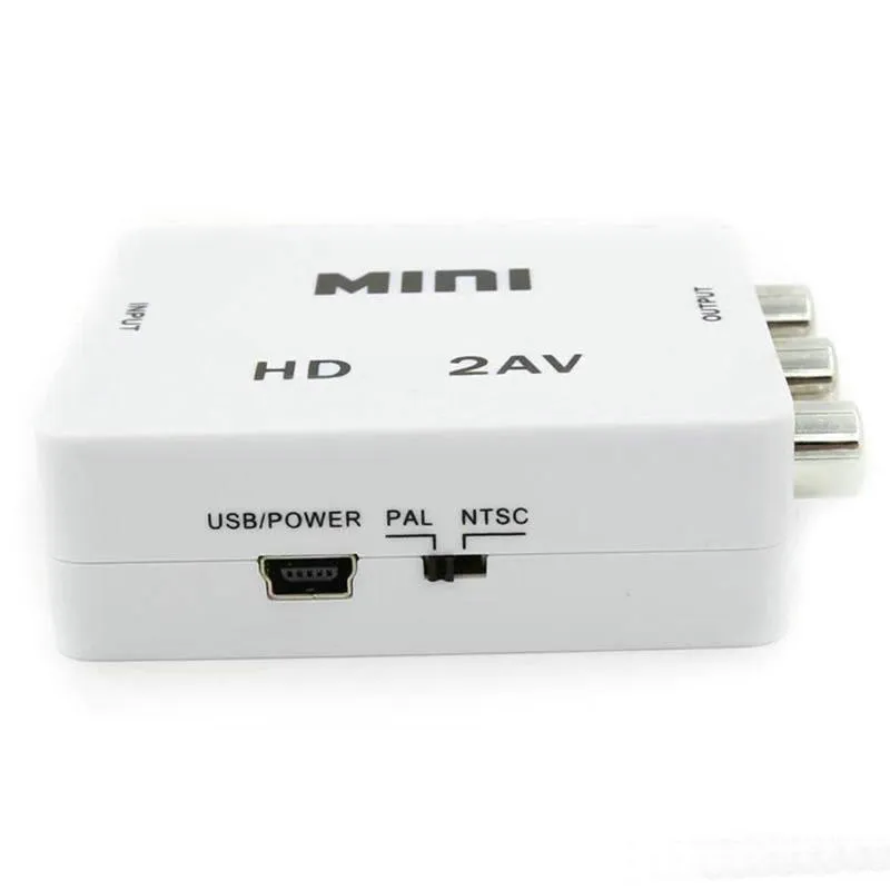 AV2HD 1080P HDTV Video adapter mini AV to HD Converter CVBS L/R RCA TO HDTV For Xbox 360 PS3 PC360 With bags packaging