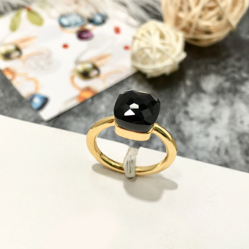 Band Rings Fashion Jewelry Colored Stone Multi faceted Colorful Crystal Copper Plating Platinum Ring Girl 230228