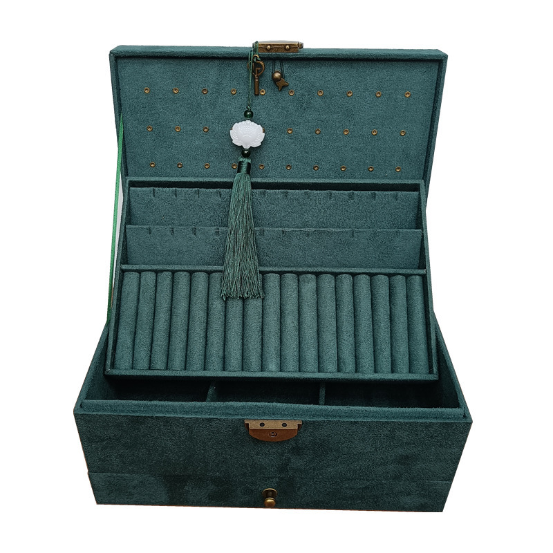 Jewelry Boxes Retro High Quality Velvet Box With Large Capacity Dark Green Color 4 Models 230511
