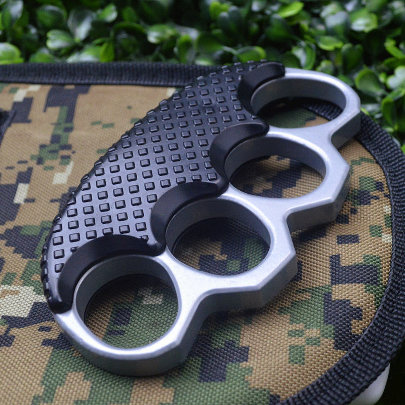 Thickened Metal Knuckle Duster Boxing Training Four Finger Fist Outdoor Tiger Ring Buckle Self-defense EDC Tool