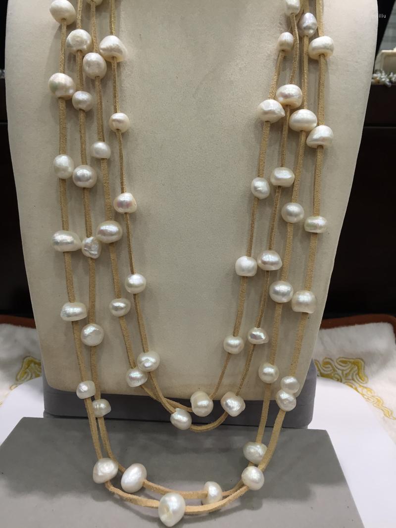 Chains 10-11MM Baroque Natural Fresh Water Pearl Necklace Long 80CM Multilayer Leather Fashion Women Jewelry
Chains 10-11MM Baroque Natural Fresh Water Pearl Necklace Long 80CM Multilayer Leather Fashion Women Jewelry