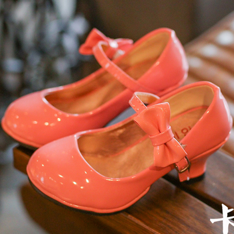 Slipper Sepatu Kulit Anak Perempuan Sandal Bowtie Musim Gugur anak Baru Manis Putri Hak Tinggi untuk 230510
