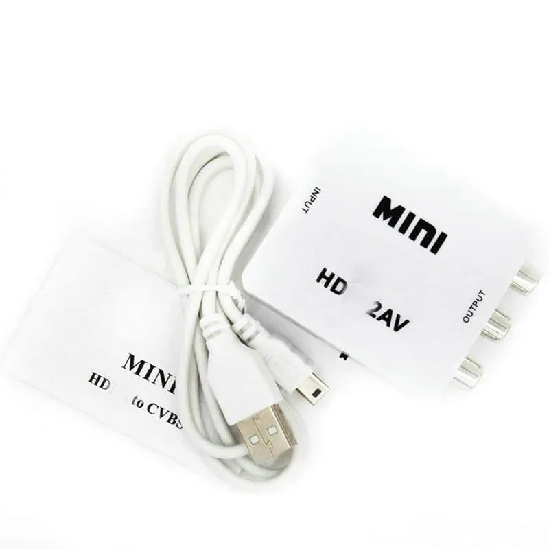 AV2HD 1080P HDTV Video adapter mini AV to HD Converter CVBS L/R RCA TO HDTV For Xbox 360 PS3 PC360 With bags packaging