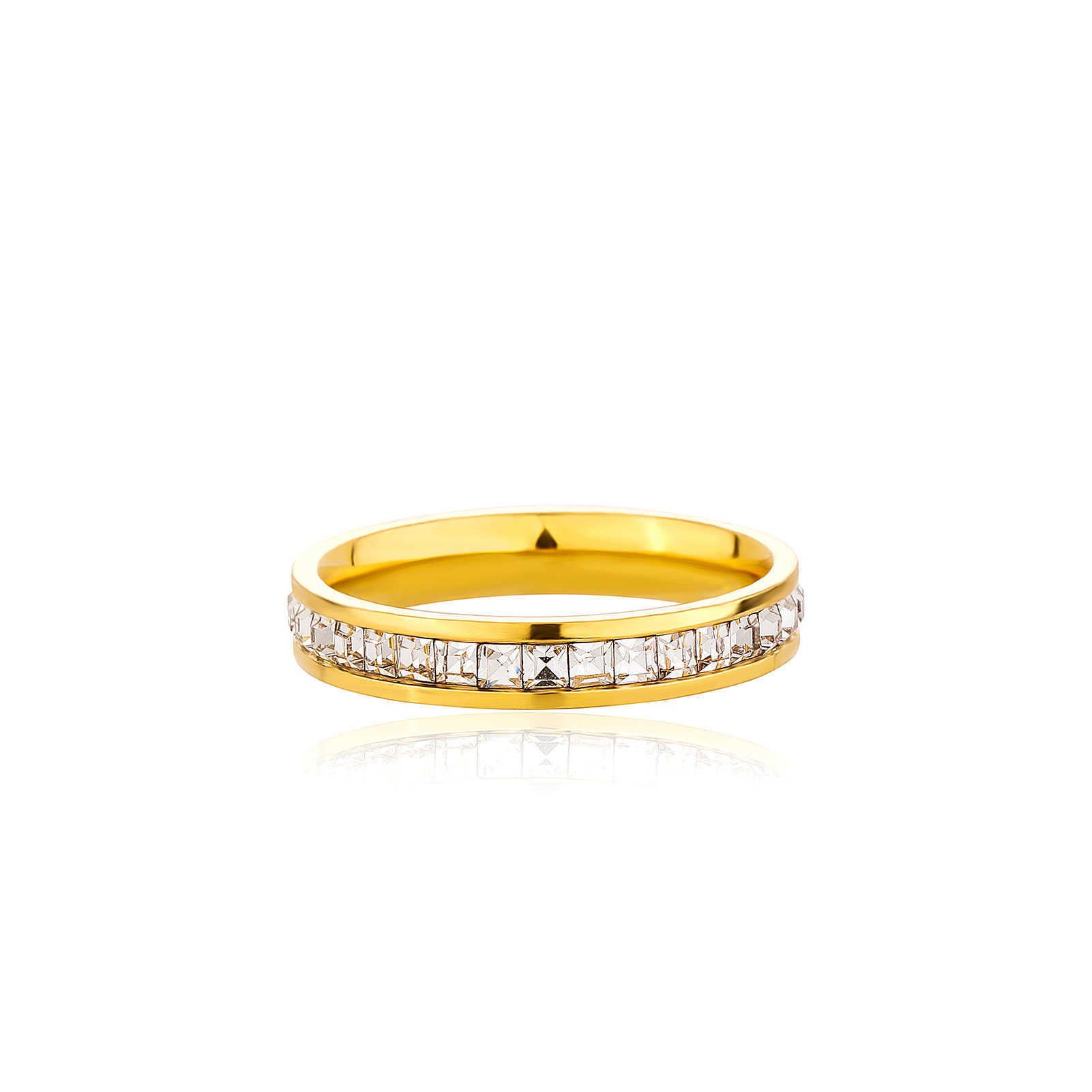 2 Row Cubic Zirconia Titanium stainless Steel Band Ring For Men And Women Hip Hop Iced Out Top Quality 14k Gold Platedl Couple Finger Rings Wedding Br