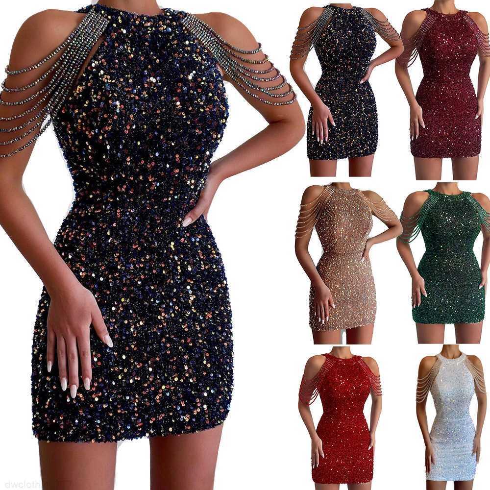 2023 Spring and Summer New Fashion Neck Hanging Sexy Crystal Tassel Wrapped Hip Sequin Dress Mid rise Evening Dress, White
2023 Spring and Summer New Fashion Neck Hanging Sexy Crystal Tassel Wrapped Hip Sequin Dress Mid rise Evening Dress, White