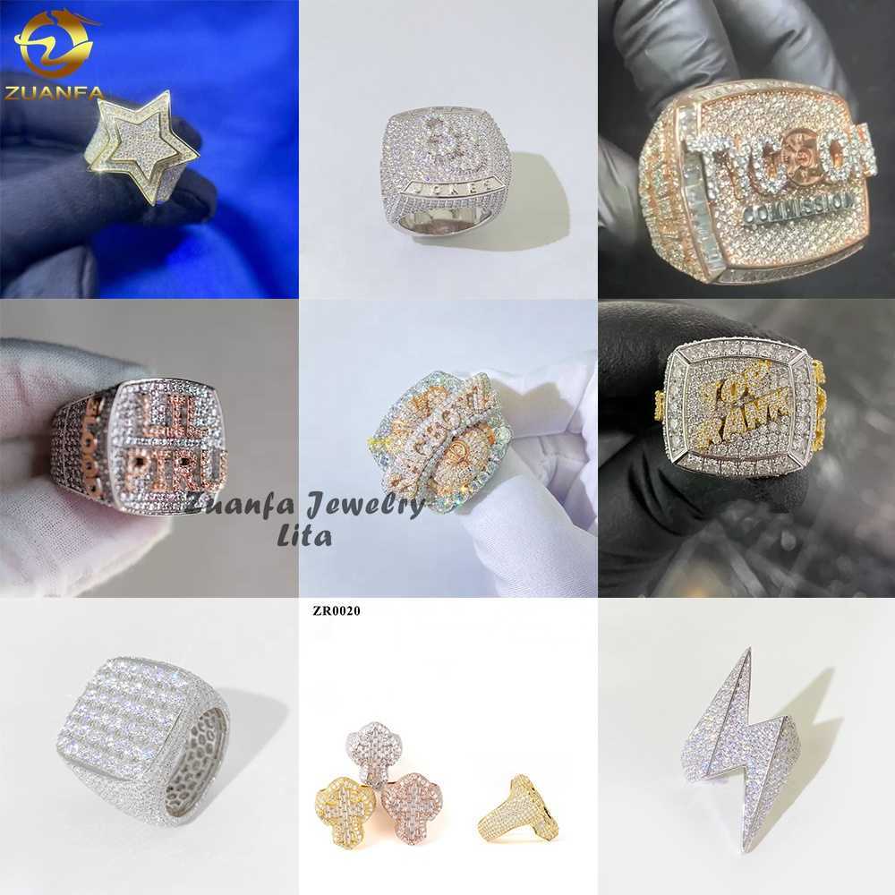 Pass Diamond Tester Iced Out 925 Sterling Silver Custom Name Men Vvs Moissanite Hip Hop Ring