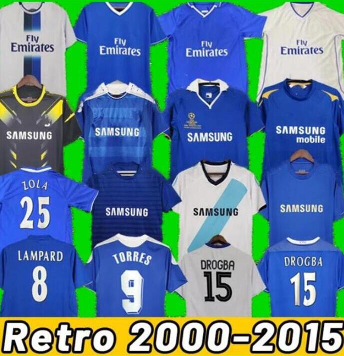 CFC Drogba 2011 Torres Retro Soccer Jerseys Lampard 12 13 Final 96 97 99 82 85 87 89 90 Football Shirt vintage Crespo Classic 03 05 06 16 COLE ZOLA Vialli 07 08 Long sleeve