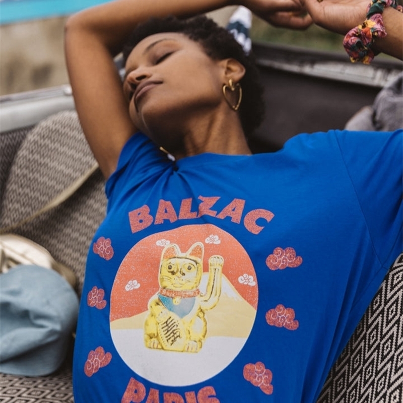 Women's T Shirt Kaus Gambar Kucing Musim Panas Katun Organik Leher Bulat Lengan Pendek Wanita Vintage Kasual Atasan Pakaian 230510