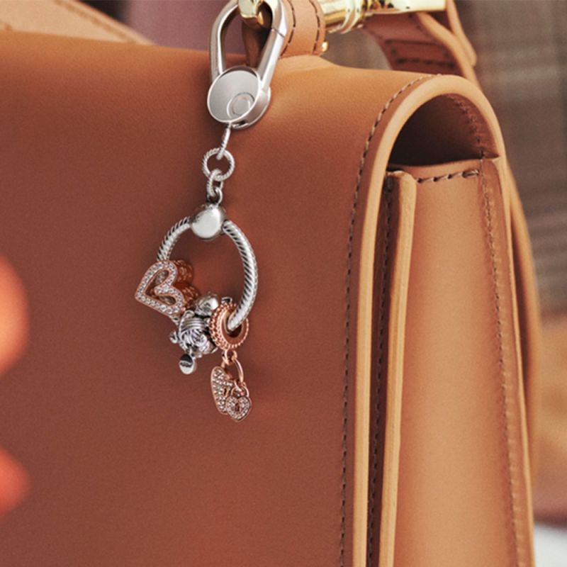 925 Sterling Silver Dangle Charm Keychain Suitable for Women' Fashion Jewelry DIY Keychain Original Jewelry Fashion Accessorie Production