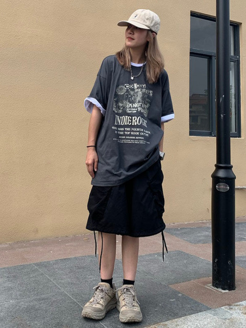 Women's Shorts Celana Pendek Kargo Hijau Hippie Streetwear Jepang HOUZHOU Khaki Oversize Harajuku Wanita Kpop Bergaya Longgar 230510