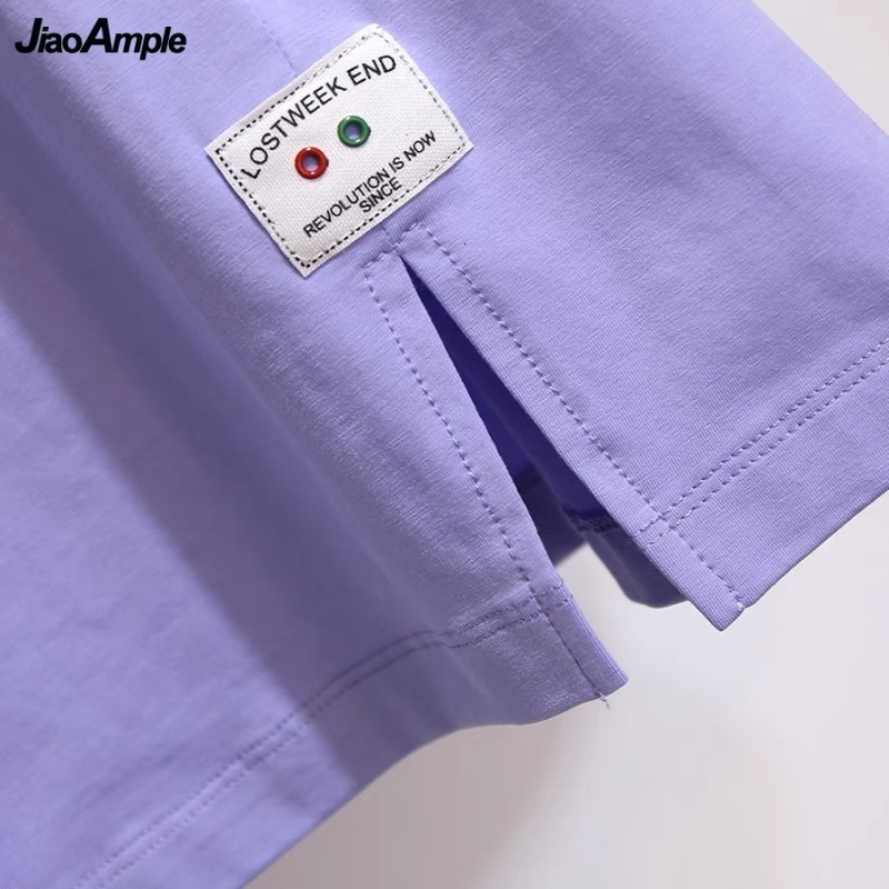 Women's Two Piece Pants Women's Tracksuit Summer Loose Slit Short Sleeve T-Shirt Pants Two-Piece Korean Fashion Top Trousers Sportwear Set 2