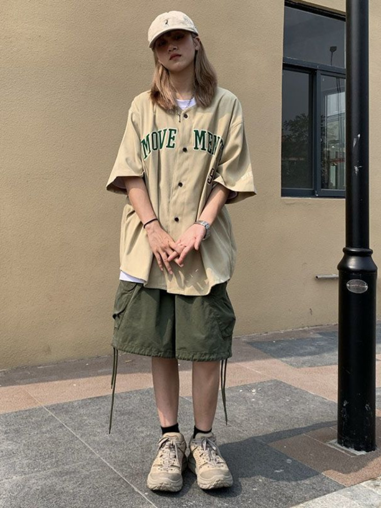 Women's Shorts Celana Pendek Kargo Hijau Hippie Streetwear Jepang HOUZHOU Khaki Oversize Harajuku Wanita Kpop Bergaya Longgar 230510