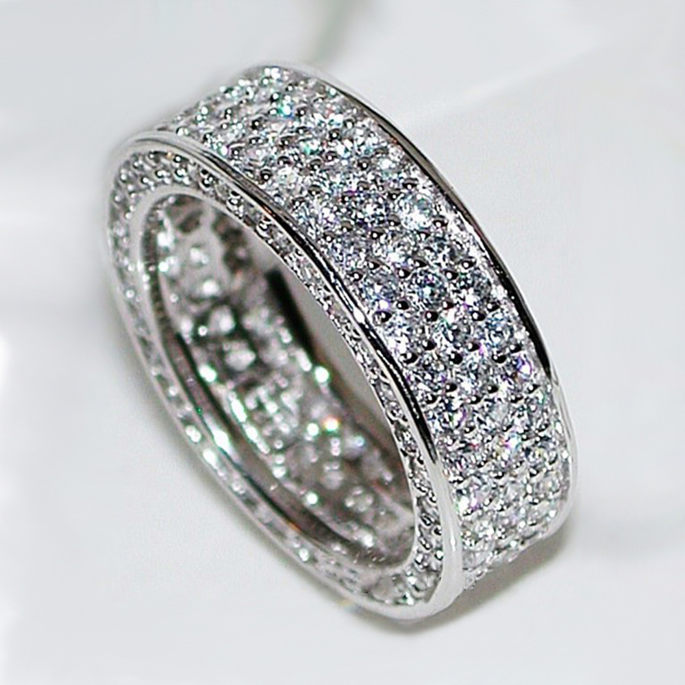 2023 Top Sell Wedding Rings Luxury Jewelry 925 Sterling Silver Fill Full Pave White 5A Cubic Zircon CZ Diamond Handmade Party Women Engagement Band Ri
