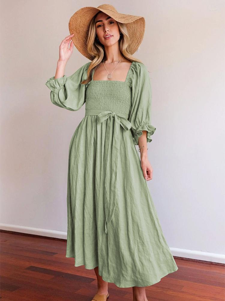 Casual Dresses Multi Wear Autumn Tie Cord Waist Belt Ruffled Lantern Sleeve Dress Women' Square Neck A-Line Elegant For Women, White
Casual Dresses Multi Wear Autumn Tie Cord Waist Belt Ruffled Lantern Sleeve Dress Women' Square Neck A-Line Elegant For Women, White