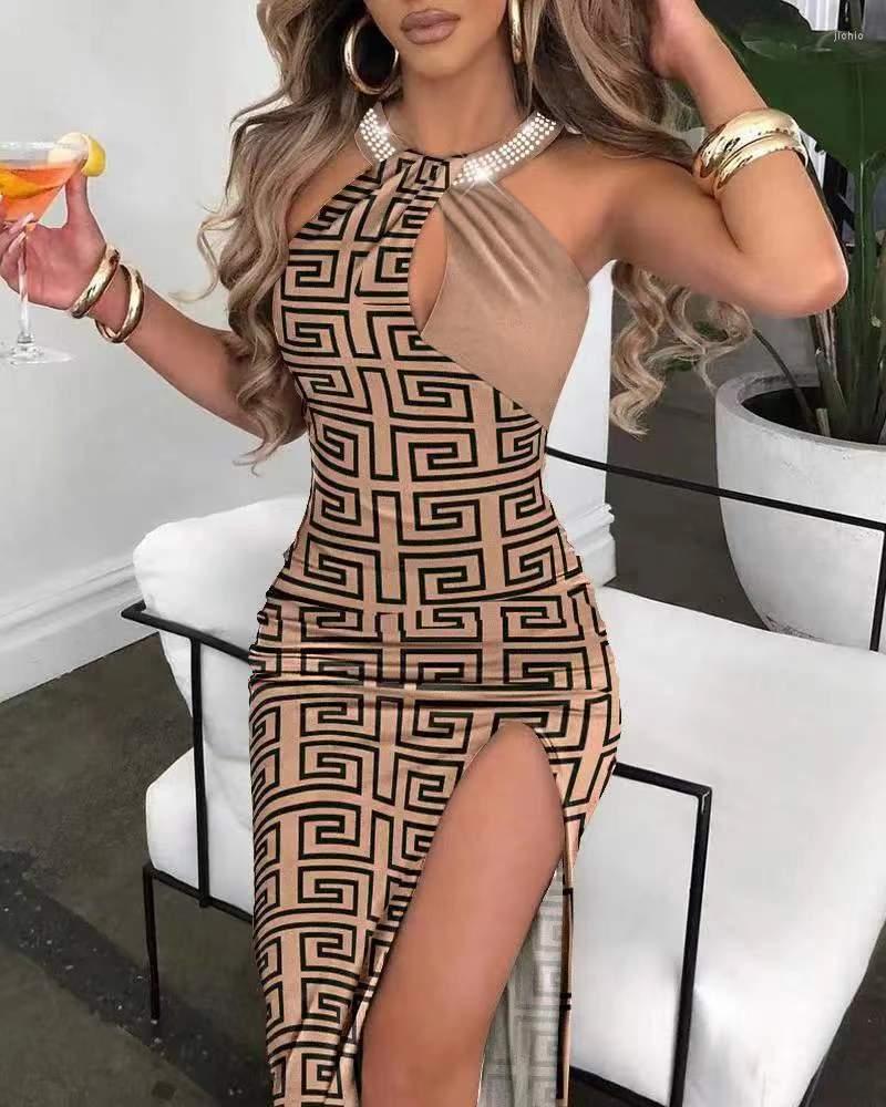 Casual Dresses Sexy Off Shoulder Sleeveless Cut Out Slit Maxi Women Elegant Party Evening Prom Birthday Ling Dress 2024 Spring Clothes