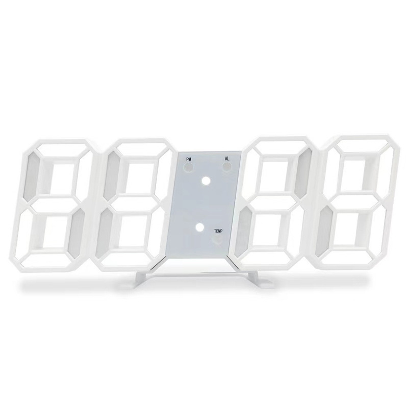 3D digital alarm clock Creative intelligent photosensitive LED wall mounted clock intelligent luminous digital clock electronic alarm clock