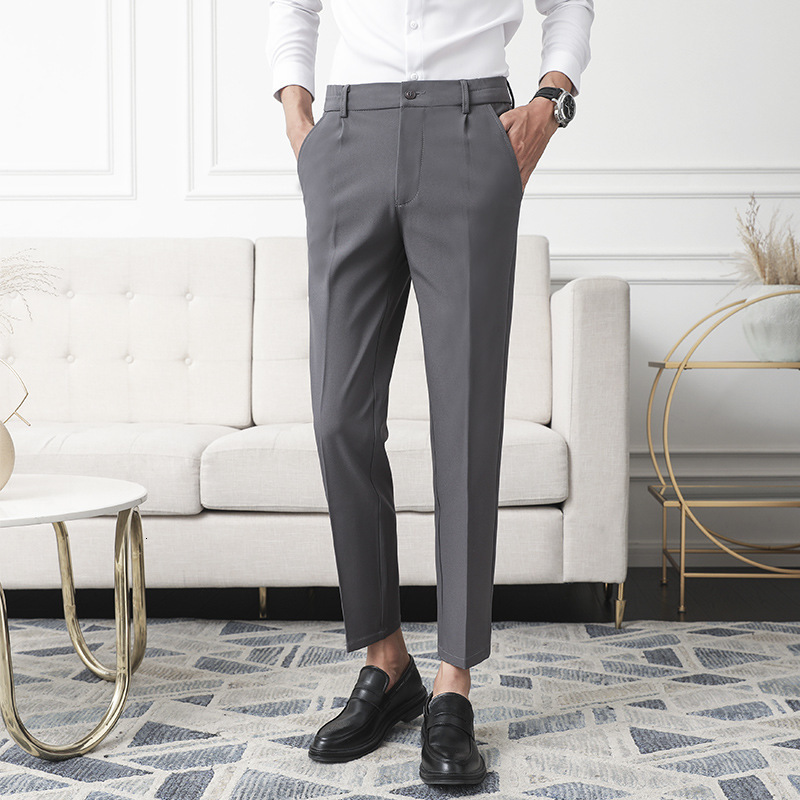 Men's Pants Men Non-iron fabric Dress Pants Slim Straight Black Apricot Dark Gray Casual Suit Pants Male Business Little Feet Suit pants 230512
