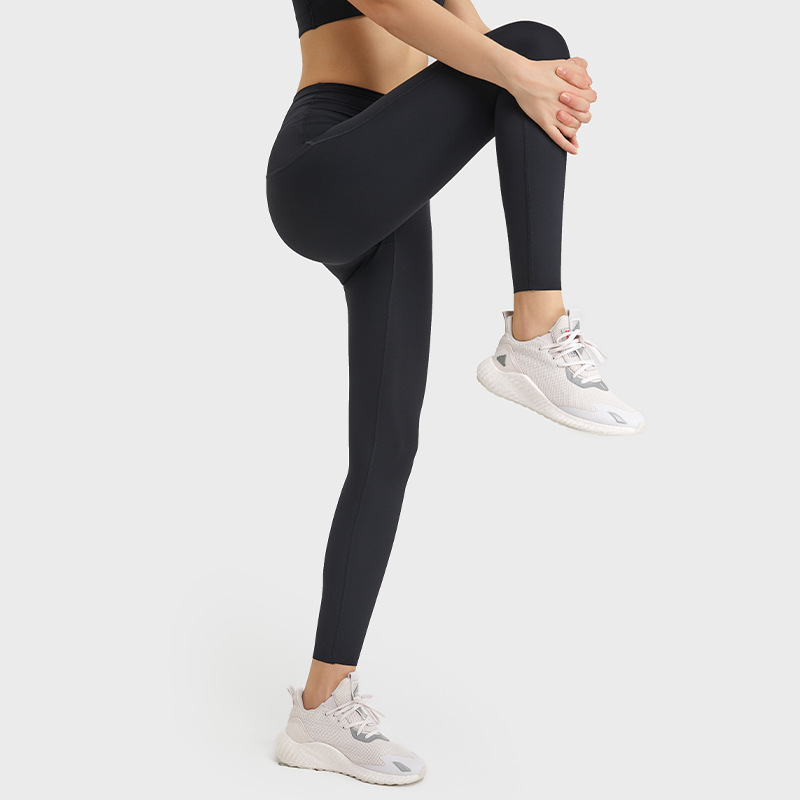 Brand designer high waisted tight pants without T yoga solid color tight pants elastic women's sports pants nude carnival pants hip lifting class
