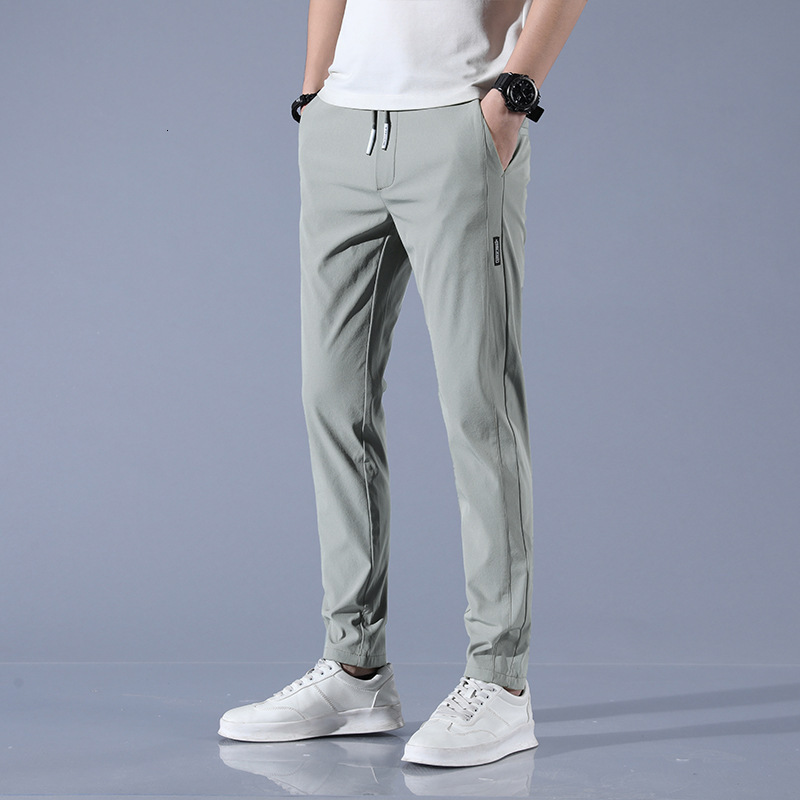 Men's Pants Men's Ice Silk Trousers Solid Color MidWaist Loose Breathable StraightLeg Casual Pants Thin QuickDrying Sports Pants 230512
