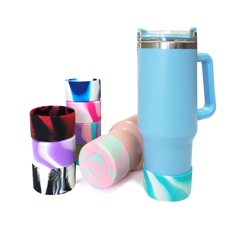 7.5cm Silicone protective water bottle boot for 40oz tumblers Coaster Bottle Sleeve Anti-slip bottom protective cover cup flask Gradient camo colors s