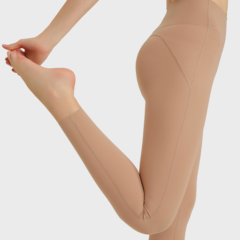 Brand designer high waisted tight pants without T yoga solid color tight pants elastic women's sports pants nude carnival pants hip lifting class