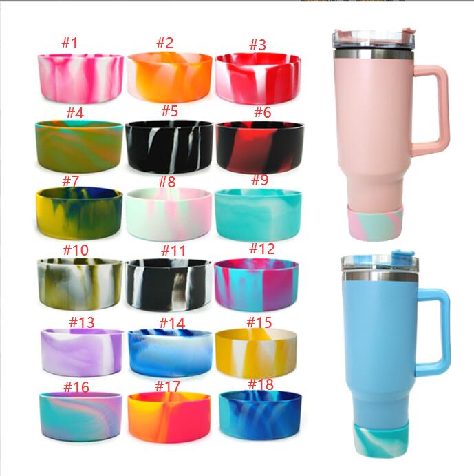 7.5cm Silicone protective water bottle boot for 40oz tumblers Coaster Bottle Sleeve Anti-slip bottom protective cover cup flask Gradient camo colors s