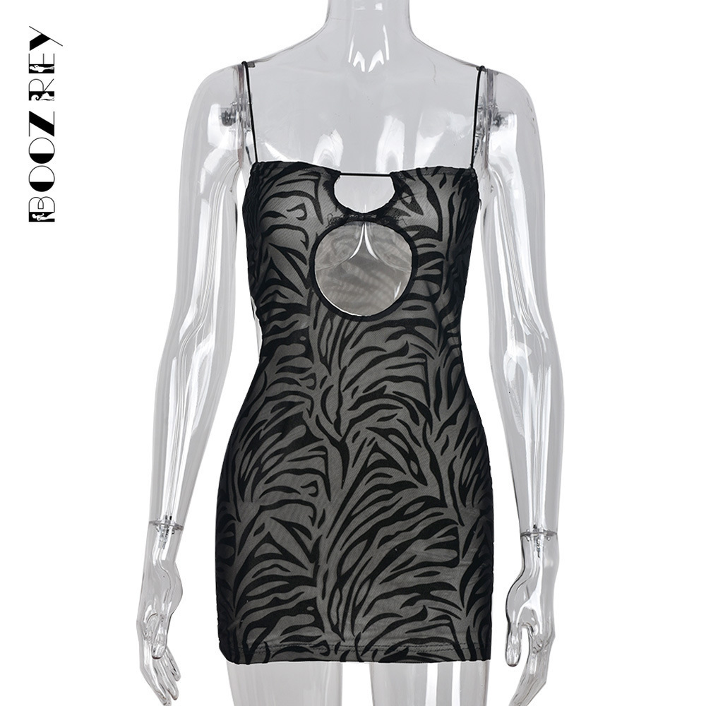 Two Piece Dress BoozRey Zebra Stripes Cut Out Sexy Backless Mini for Women Summer See Through Club Party Skinny Outfit Vestido 230512
