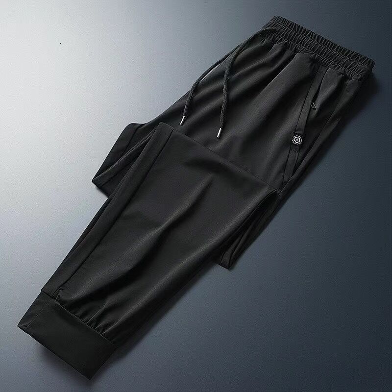 Men's Pants Ice silk pants men's pants summer thin trousers quick-drying sports pants men's loose casual pants men's waist nine-po