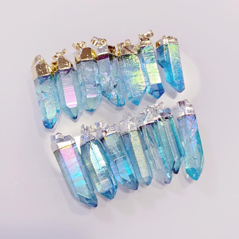 Charms Pieces Aqua Blue Angel Aura Quartz Point Pendant With Silver Plated Gold Healing Crystal Gemstone Charm PendantCharms
Charms Pieces Aqua Blue Angel Aura Quartz Point Pendant With Silver Plated Gold Healing Crystal Gemstone Charm PendantCharms
