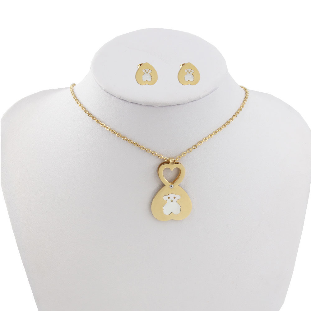 Accessories Pendant Necklaces Stainless Steel Bear Necklace Earrings Set Female Titanium Steel Cute Pendant Clavicle Chain
Accessories Pendant Necklaces Stainless Steel Bear Necklace Earrings Set Female Titanium Steel Cute Pendant Clavicle Chain