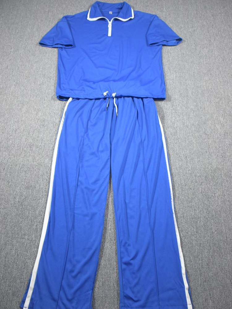 Men's Tracksuits Juspinice Blue T-shirt Casual Pants Two-piece Men's Personality Drape Loose Sports Suit Summer Matching Set Men's Clot