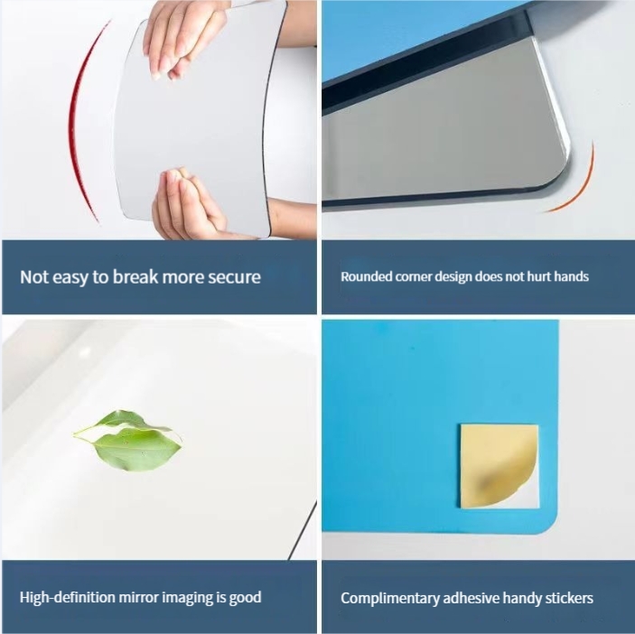 Stick a wall mirror wall adhesive acrylic bathroom toilet general household cosmetic mirror mirror hd from punching