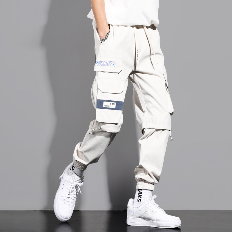 Men's Pants Fashion Sweatpants Streetwear Cargo Pants Men Ribbons Pockets Joggers Hip Hop Men's Trousers 230512